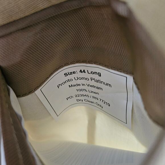 NWT 100% Linen Pronto Uomo Platinum Sport Coat Blazer Men's 44L Beachy Preppy - Picture 7 of 7